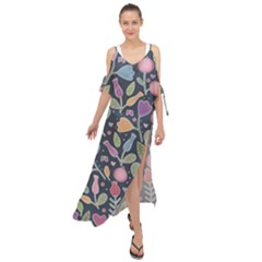 Floral Pattern Maxi Chiffon Cover Up Dress