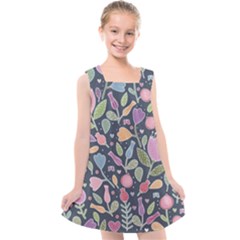 Floral Pattern Kids  Cross Back Dress