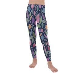 Floral Pattern Kids  Lightweight Velour Leggings