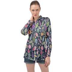 Floral Pattern Long Sleeve Satin Shirt