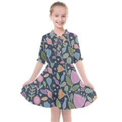 Floral Pattern Kids  All Frills Chiffon Dress by Valentinaart