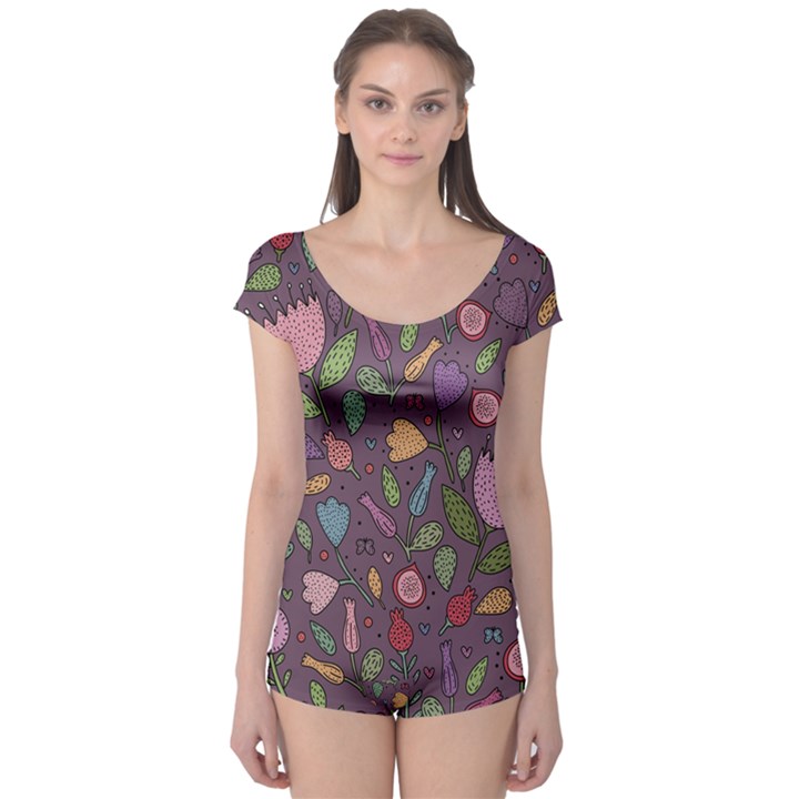 Floral pattern Boyleg Leotard 