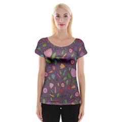 Floral Pattern Cap Sleeve Top by Valentinaart