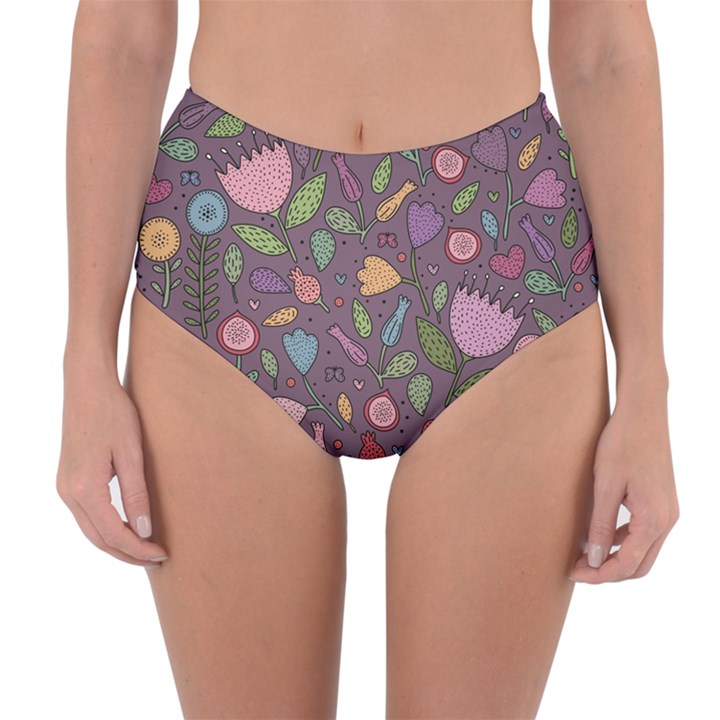 Floral pattern Reversible High-Waist Bikini Bottoms