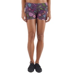 Floral Pattern Yoga Shorts