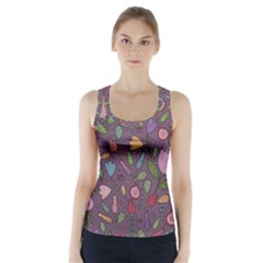 Floral Pattern Racer Back Sports Top by Valentinaart