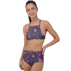 Floral Pattern High Waist Tankini Set by Valentinaart