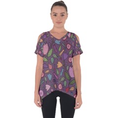 Floral Pattern Cut Out Side Drop Tee