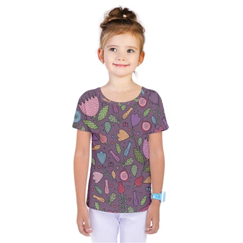 Floral Pattern Kids  One Piece Tee by Valentinaart