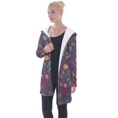 Floral Pattern Longline Hooded Cardigan