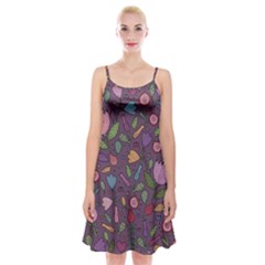 Floral Pattern Spaghetti Strap Velvet Dress