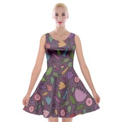 Floral Pattern Velvet Skater Dress