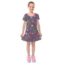 Floral Pattern Kids  Short Sleeve Velvet Dress