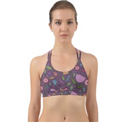 Floral Pattern Back Web Sports Bra by Valentinaart