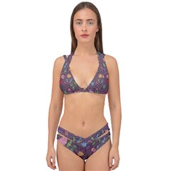 Floral Pattern Double Strap Halter Bikini Set by Valentinaart