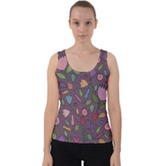 Floral Pattern Velvet Tank Top by Valentinaart