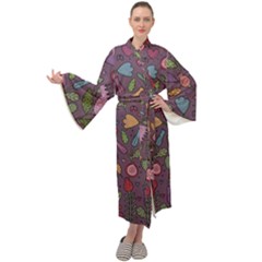 Floral Pattern Maxi Velour Kimono