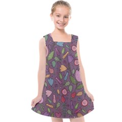 Floral Pattern Kids  Cross Back Dress