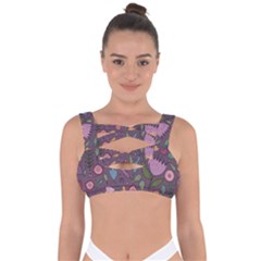 Floral Pattern Bandaged Up Bikini Top