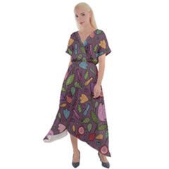 Floral Pattern Cross Front Sharkbite Hem Maxi Dress