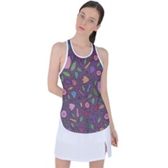 Floral Pattern Racer Back Mesh Tank Top