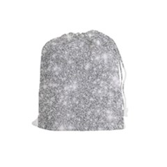 Silver And White Glitters Metallic Finish Party Texture Background Imitation Drawstring Pouch (large) by genx