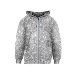 Silver And White Glitters Metallic Finish Party Texture Background Imitation Kids  Zipper Hoodie by genx