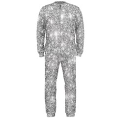 Silver And White Glitters Metallic Finish Party Texture Background Imitation Onepiece Jumpsuit (men)  by genx