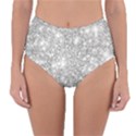 Silver and white Glitters metallic finish party texture background imitation Reversible High-Waist Bikini Bottoms View1