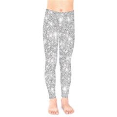 Silver And White Glitters Metallic Finish Party Texture Background Imitation Kids  Leggings by genx