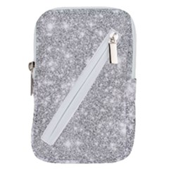 Silver And White Glitters Metallic Finish Party Texture Background Imitation Belt Pouch Bag (small) by genx