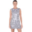 Silver and white Glitters metallic finish party texture background imitation Lace Up Front Bodycon Dress View1