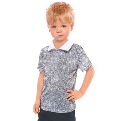 Silver And White Glitters Metallic Finish Party Texture Background Imitation Kids  Polo Tee by genx