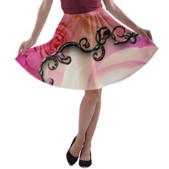 Decorative Elegant Roses A-line Skater Skirt by FantasyWorld7