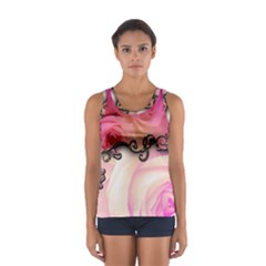 Decorative Elegant Roses Sport Tank Top  by FantasyWorld7