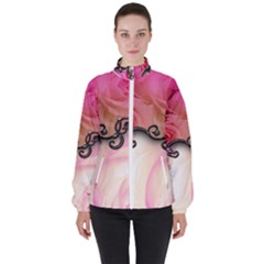 Decorative Elegant Roses Women s High Neck Windbreaker by FantasyWorld7