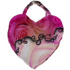 Decorative Elegant Roses Giant Heart Shaped Tote by FantasyWorld7