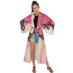 Decorative Elegant Roses Maxi Kimono