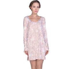 Rose Gold Pink Glitters Metallic Finish Party Texture Imitation Pattern Long Sleeve Nightdress by genx