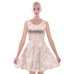 Rose Gold Pink Glitters Metallic Finish Party Texture Imitation Pattern Velvet Skater Dress by genx