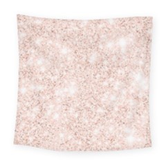 Rose Gold Pink Glitters Metallic Finish Party Texture Imitation Pattern Square Tapestry (large) by genx