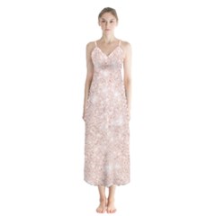 Rose Gold Pink Glitters Metallic Finish Party Texture Imitation Pattern Button Up Chiffon Maxi Dress by genx