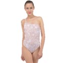 Rose Gold Pink Glitters metallic finish party texture imitation pattern Classic One Shoulder Swimsuit View1