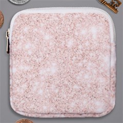 Rose Gold Pink Glitters Metallic Finish Party Texture Imitation Pattern Mini Square Pouch by genx