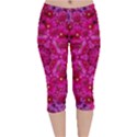 Flower Suprise To Love And Enjoy Velvet Capri Leggings  View1