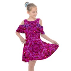 Flower Suprise To Love And Enjoy Kids  Shoulder Cutout Chiffon Dress by pepitasart