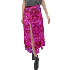 Flower Suprise To Love And Enjoy Velour Split Maxi Skirt by pepitasart