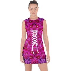 Flower Suprise To Love And Enjoy Lace Up Front Bodycon Dress by pepitasart