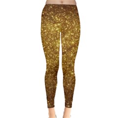 Gold Glitters Metallic Finish Party Texture Background Faux Shine Pattern Leggings 