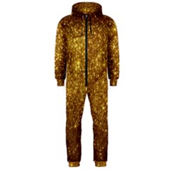 Gold Glitters Metallic Finish Party Texture Background Faux Shine Pattern Hooded Jumpsuit (men)  by genx